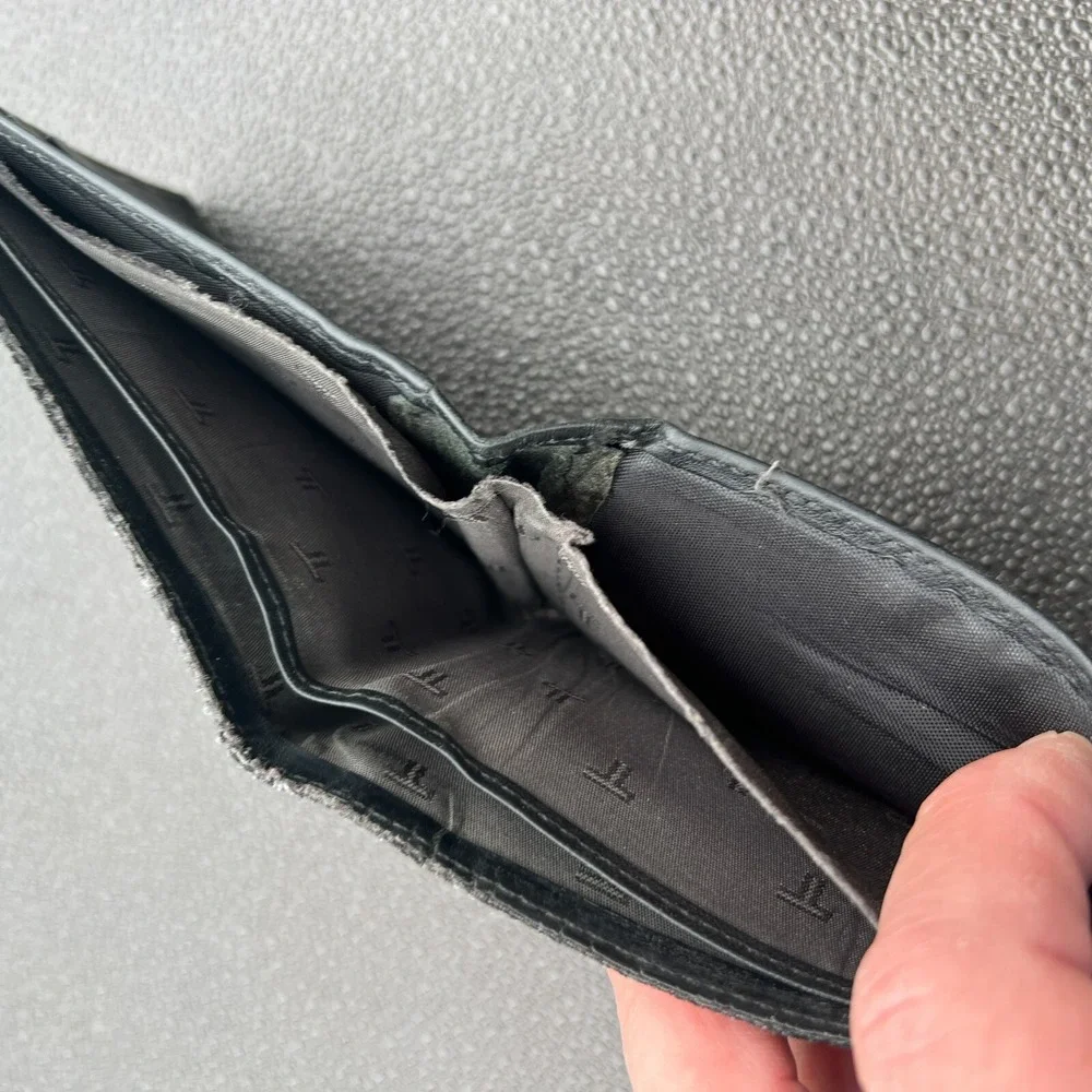 TUMI Black Ballistic Nylon Leather Double Billfold EDC Mens Wallet RFID Protect